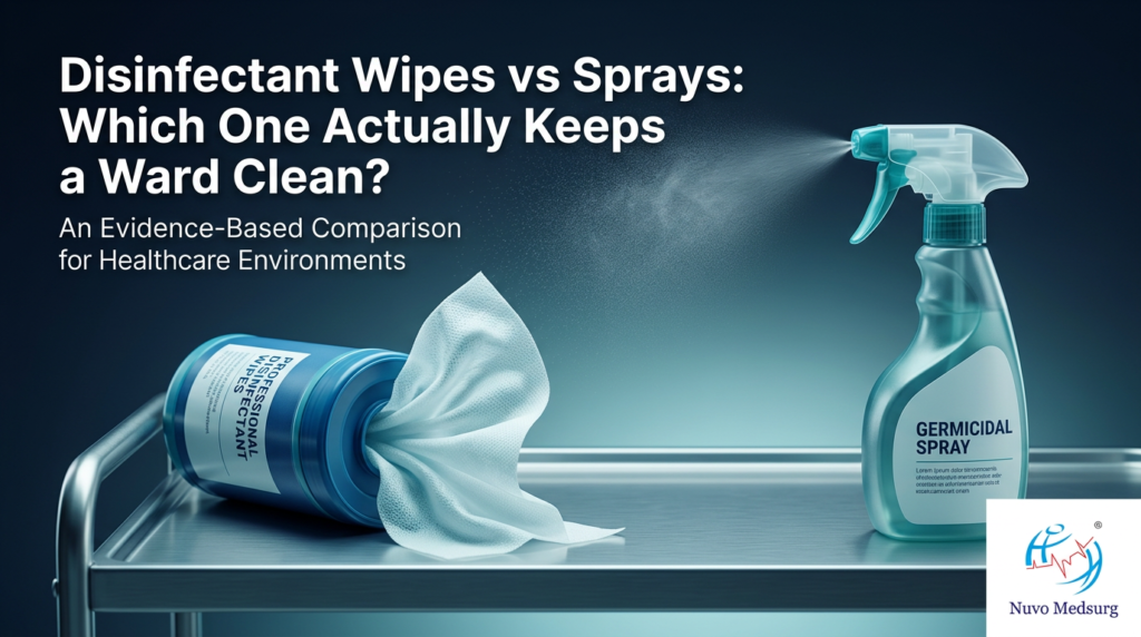 Premium editorial photograph for the Nuvo Medsurg article "Disinfectant Wipes vs Sprays: Which One Actually Keeps a Ward Clean?".