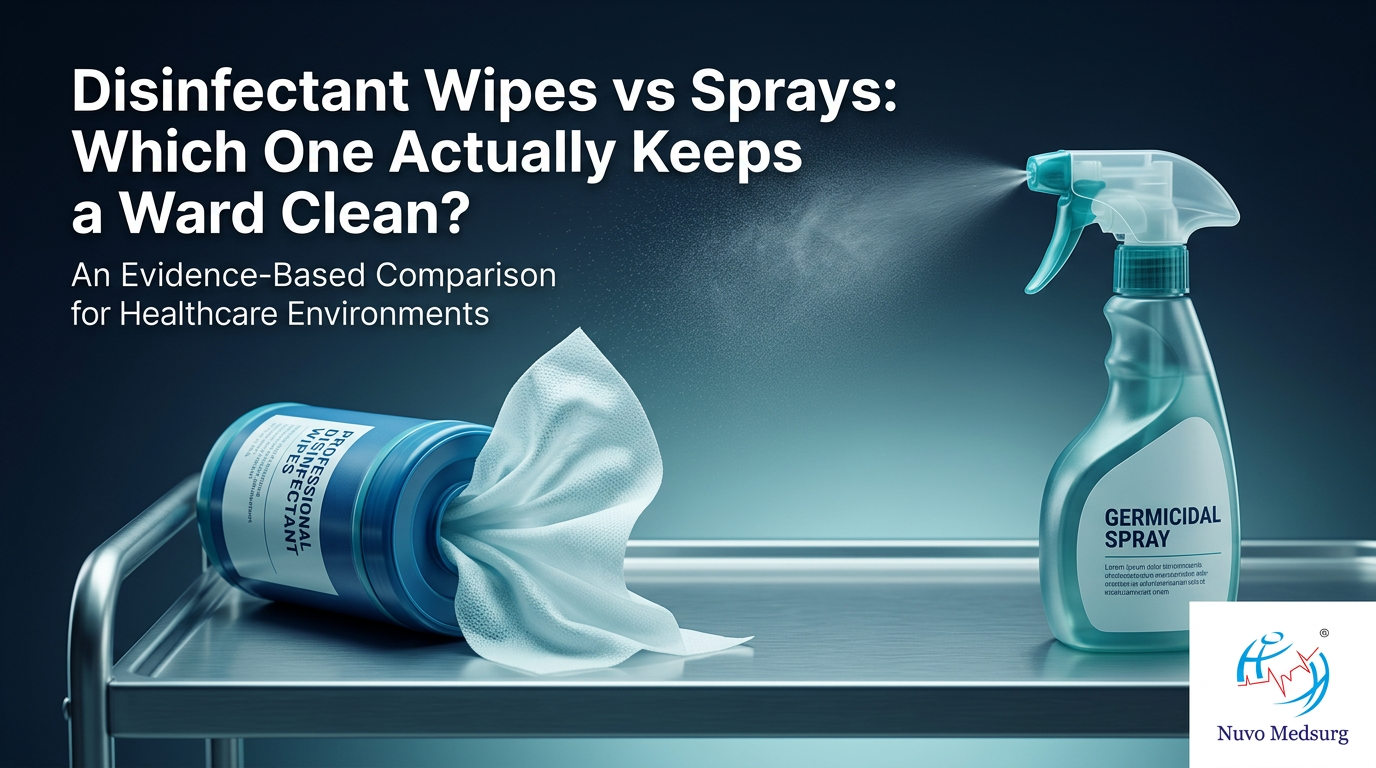 Premium editorial photograph for the Nuvo Medsurg article "Disinfectant Wipes vs Sprays: Which One Actually Keeps a Ward Clean?".