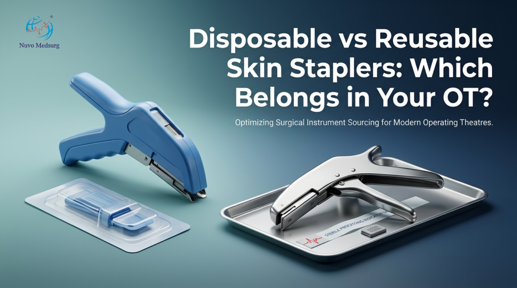 Premium editorial photograph for the Nuvo Medsurg article "Disposable vs Reusable Skin Staplers: Which Belongs in Your OT?".