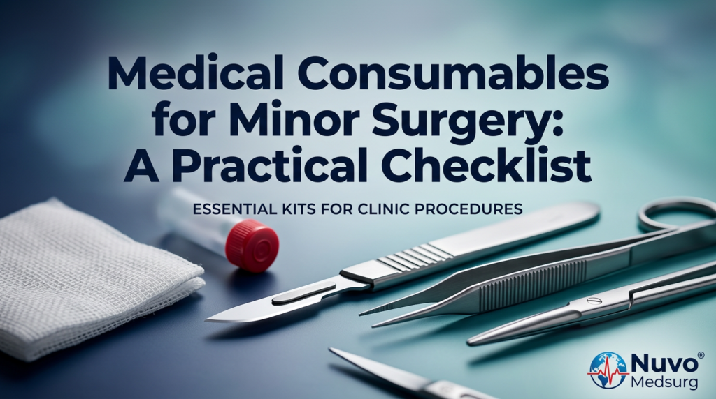 Premium editorial photograph for the Nuvo Medsurg article "Medical Consumables for Minor Surgery: A Practical Checklist".