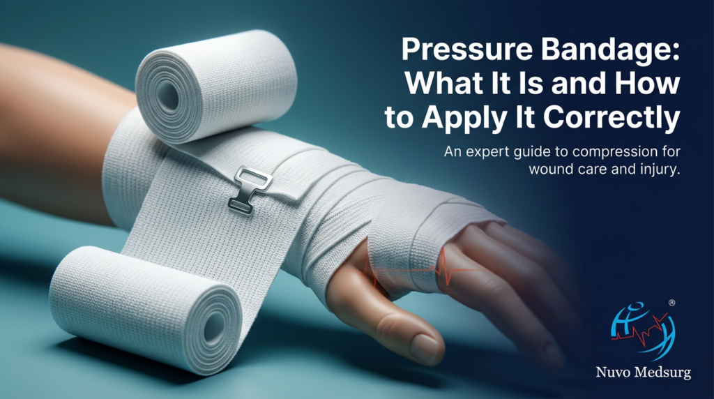 Premium editorial photograph for the Nuvo Medsurg article "Pressure Bandage: What It Is and How to Apply It Correctly".