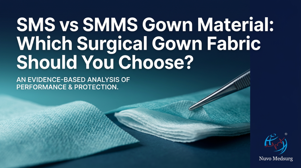 Premium editorial photograph for the Nuvo Medsurg article "SMS vs SMMS Gown Material: Which Surgical Gown Fabric Should You Choose?".