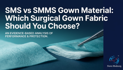 Premium editorial photograph for the Nuvo Medsurg article "SMS vs SMMS Gown Material: Which Surgical Gown Fabric Should You Choose?".