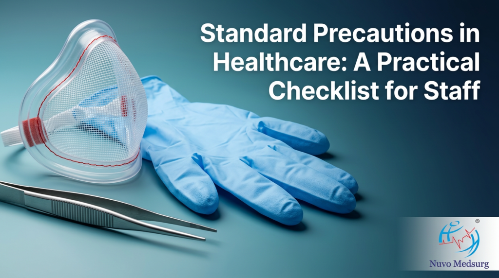 Premium editorial photograph for the Nuvo Medsurg article "Standard Precautions in Healthcare: A Practical Checklist for Staff".