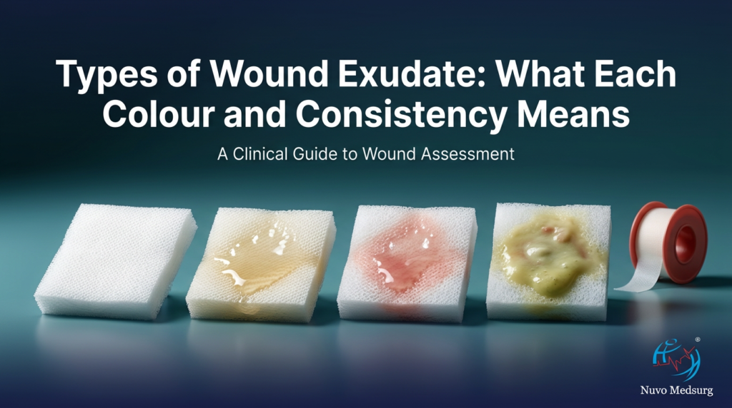Premium editorial photograph for the Nuvo Medsurg article "Types of Wound Exudate: What Each Colour and Consistency Means".