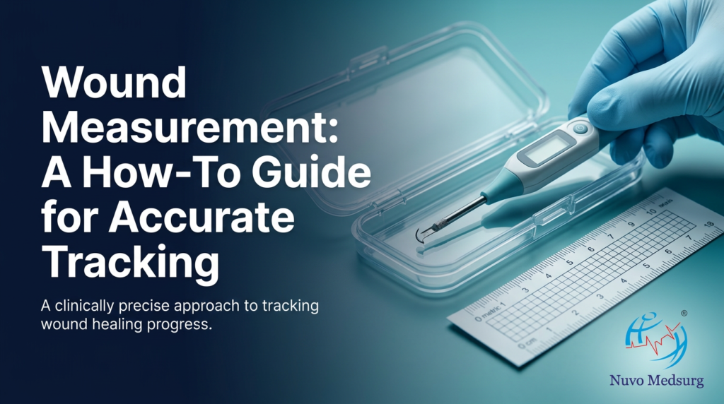 Premium editorial photograph for the Nuvo Medsurg article "Wound Measurement: A How-To Guide for Accurate Tracking".